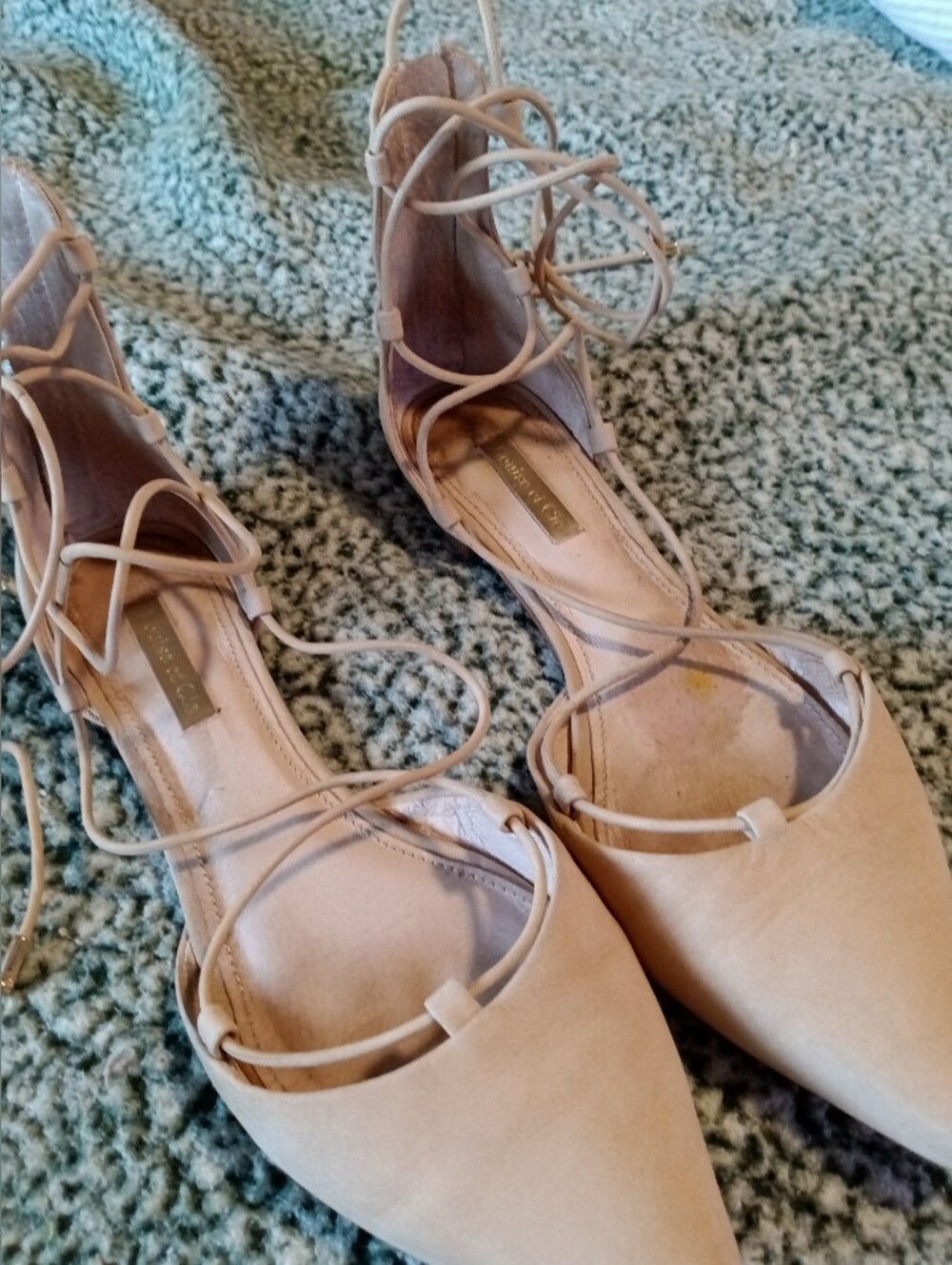 Louise et Cie Beige Lace-Up Pointed Flats